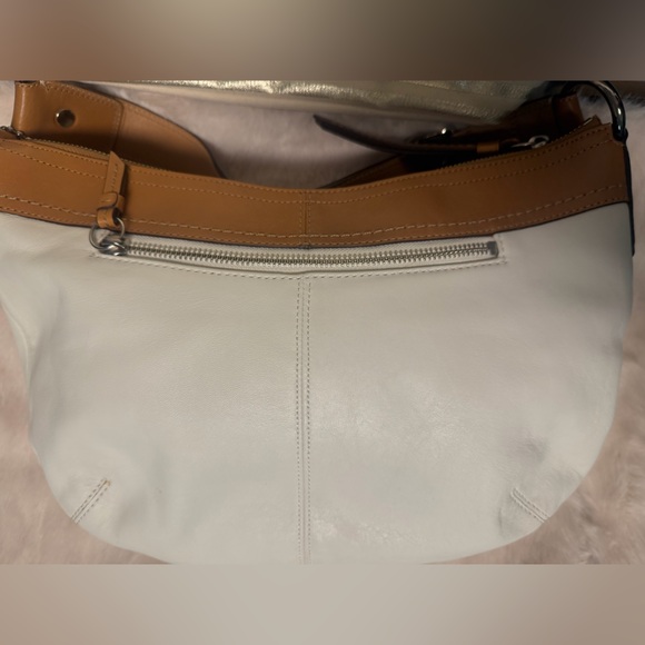 Euc Coach Hobo White & Brown Leather Shoulder Bag Purse